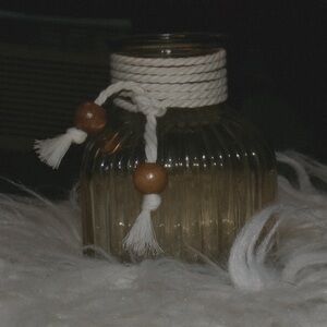 Elegant Clear Brown Glass Vase with Rope Accent